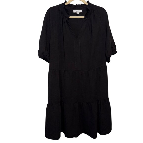 NWT CeCe Womens Black Ruffled Midi Dress 2X - Picture 1 of 7